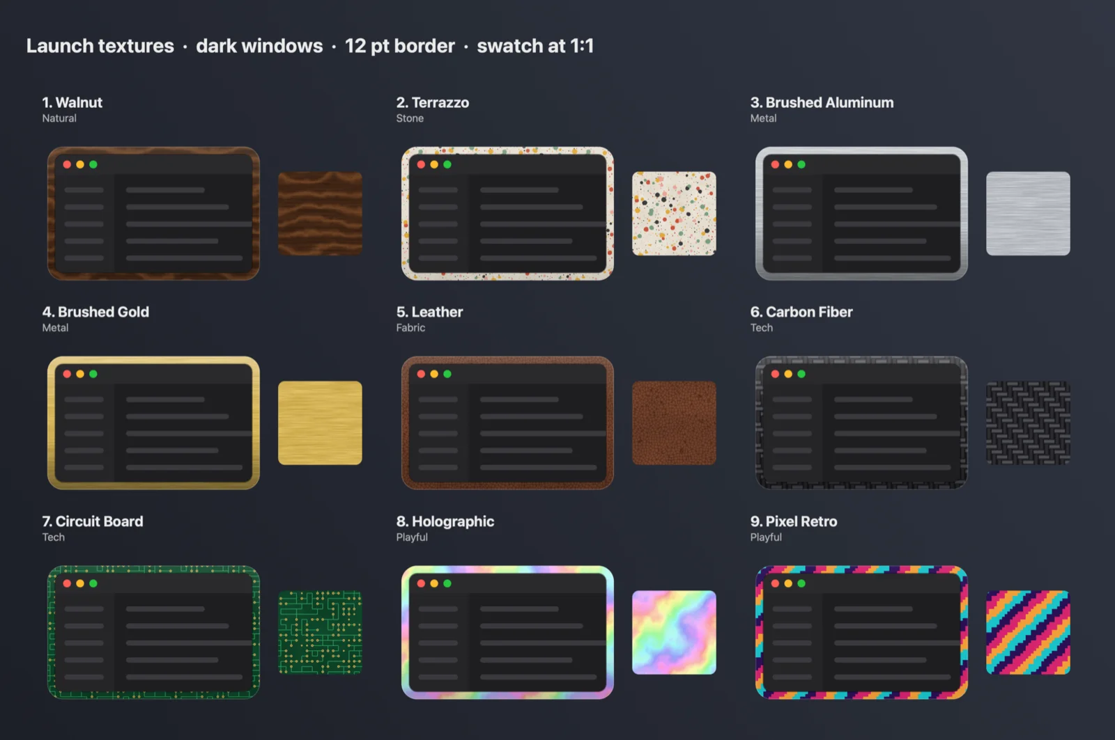 All Windowcase textures side by side